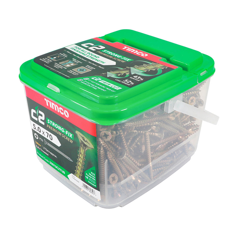TIMCO C2 Strong-Fix Multi-Purpose Premium Countersunk Gold Woodscrews — Tub