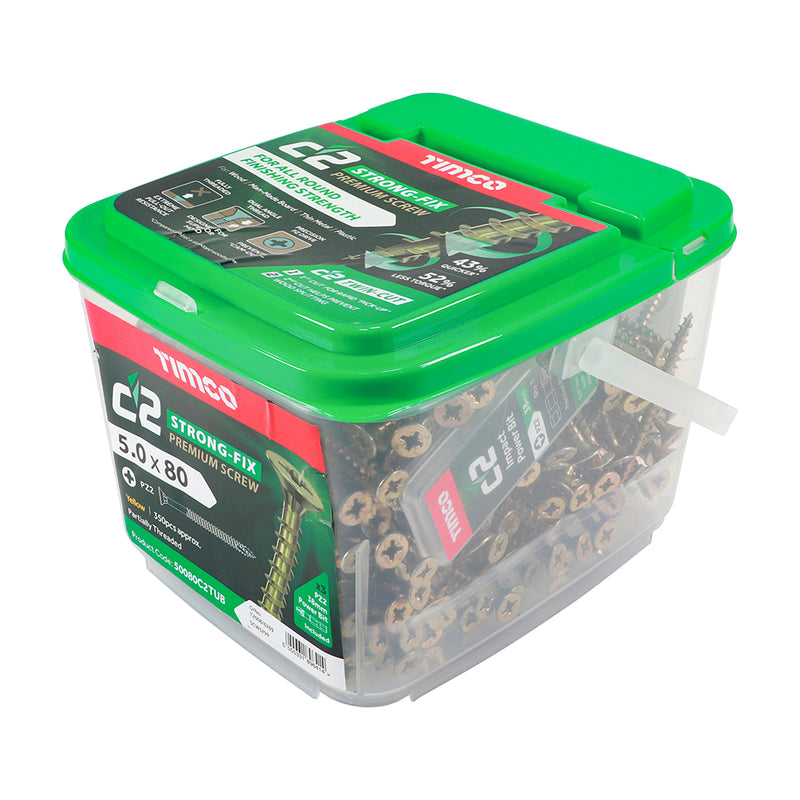 TIMCO C2 Strong-Fix Multi-Purpose Premium Countersunk Gold Woodscrews — Tub