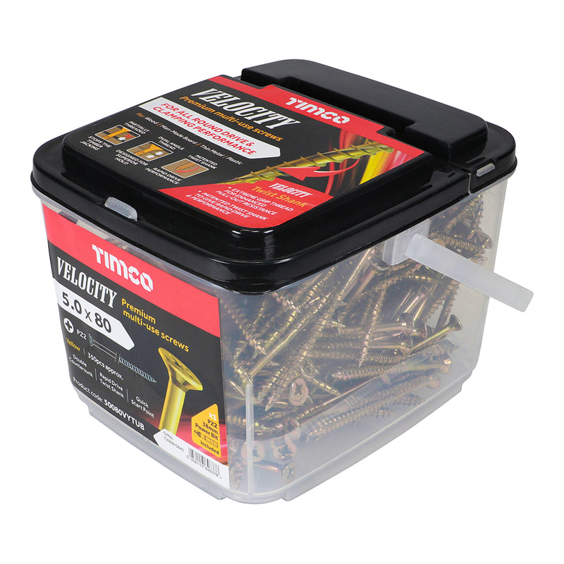 TIMCO Velocity Premium Multi-Use Countersunk Gold Woodscrews — Tub