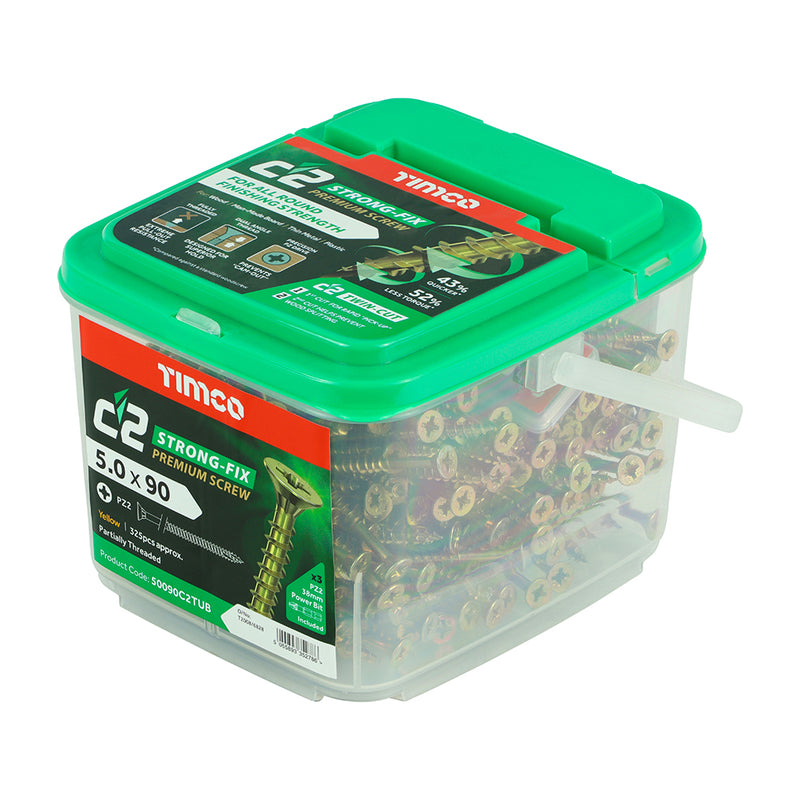 TIMCO C2 Strong-Fix Multi-Purpose Premium Countersunk Gold Woodscrews — Tub