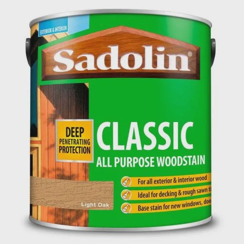 Sadolin 2.5Ltr Light Oak Matt Solvent-Based Interior & Exterior Wood Stain