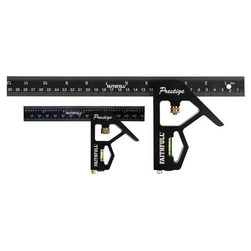 Faithfull Prestige Combination Square Twin Pack 150mm (6in) & 300mm (12in) Faithfull - RockBottom Northampton