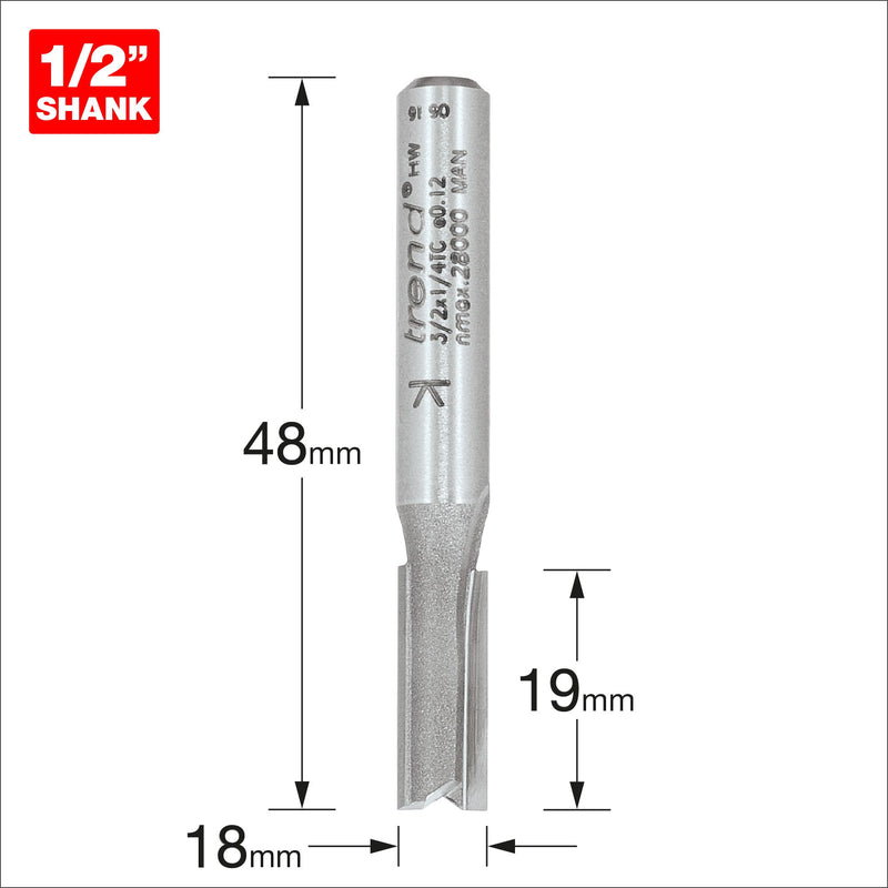 Trend 3/2X1/4TC Two Flute Cutter 6mm Diameter