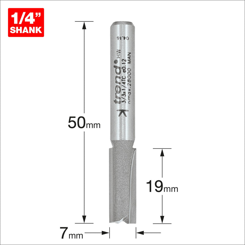 Trend Two Flute Cutter 7mm Diameter Heavy Duty