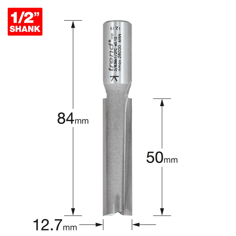 Trend Two Flute Cutter 12.7mm Heavy Duty Tool