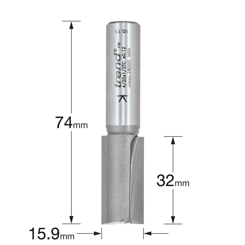 Trend Two Flute Cutter 15.9mm Heavy Duty Tool
