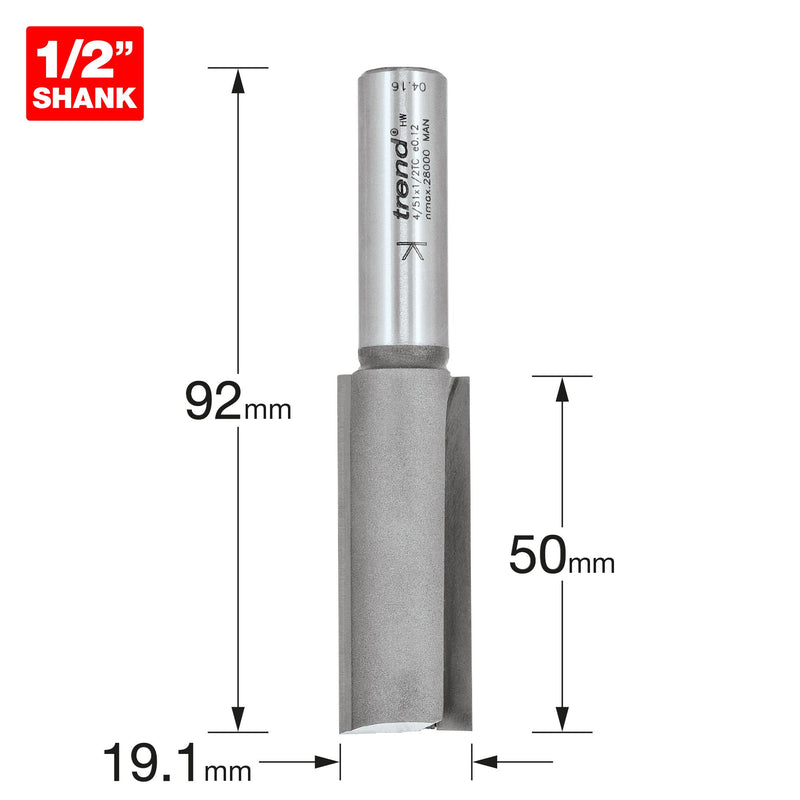 Trend Two Flute Cutter 19.1mm Heavy Duty Tool