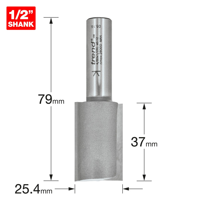 Trend Two Flute Cutter 25.4mm Heavy Duty Tool