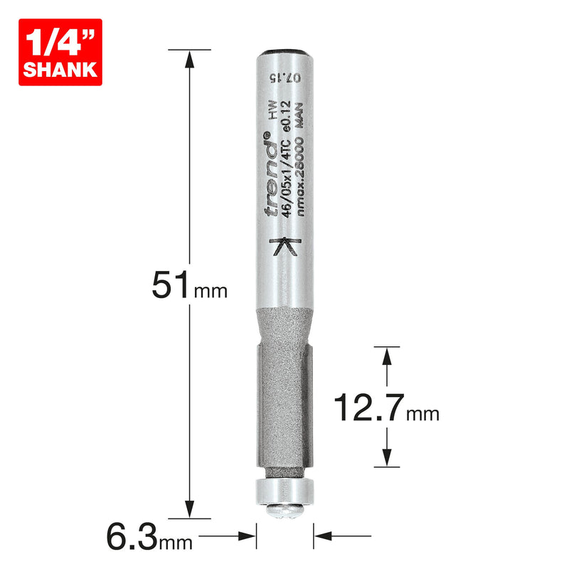 46/05X1/4TC - Guided trimmer 6.3mm diameter 12.7mm length