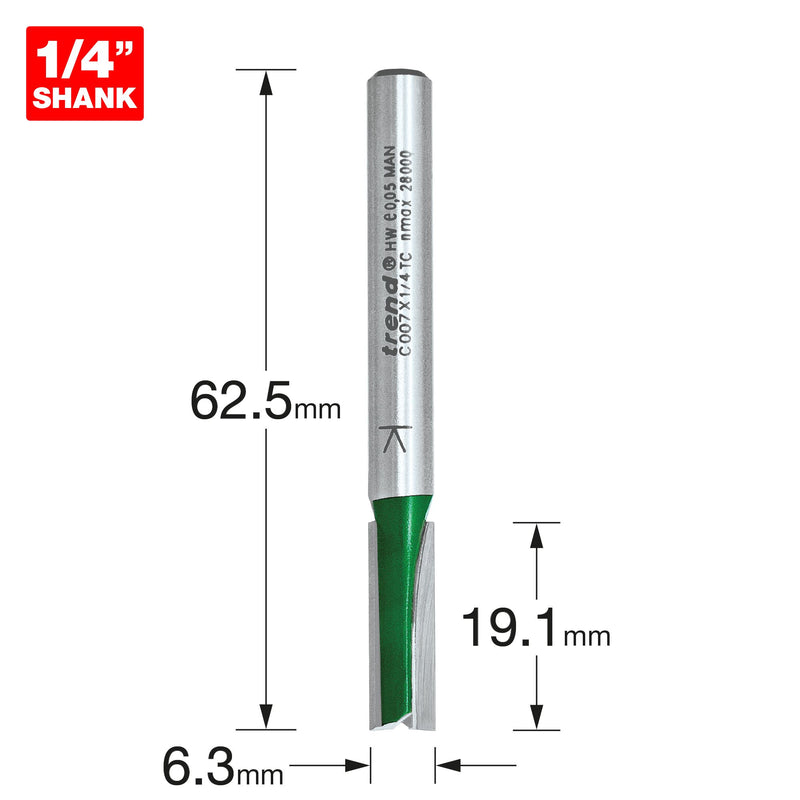C007X1/4TC - Two Flute Cutter 6.3mm diameter