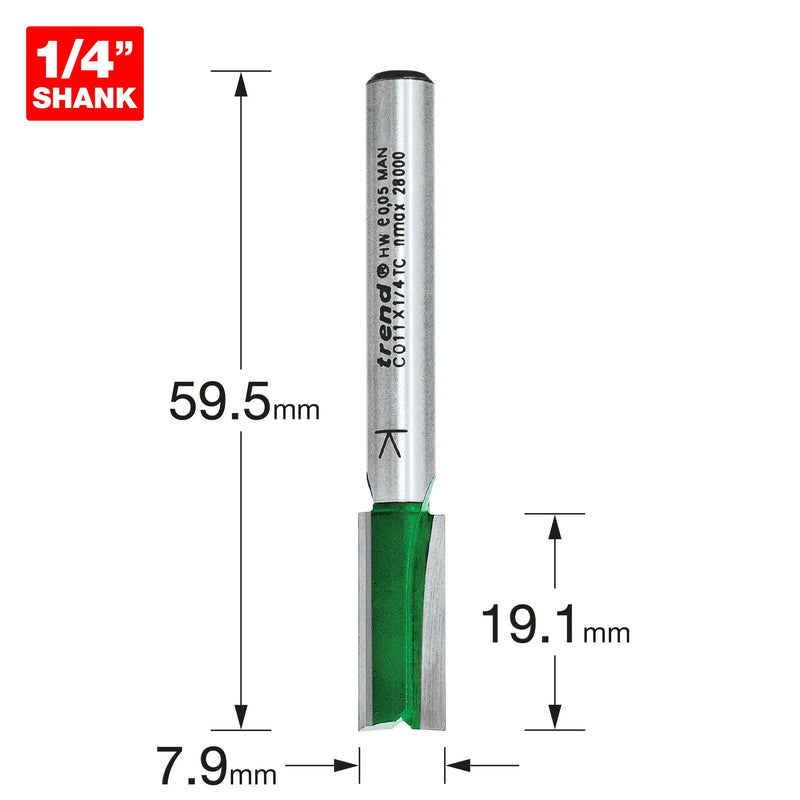 C011X1/4TC - Two Flute Cutter 7.9mm diameter