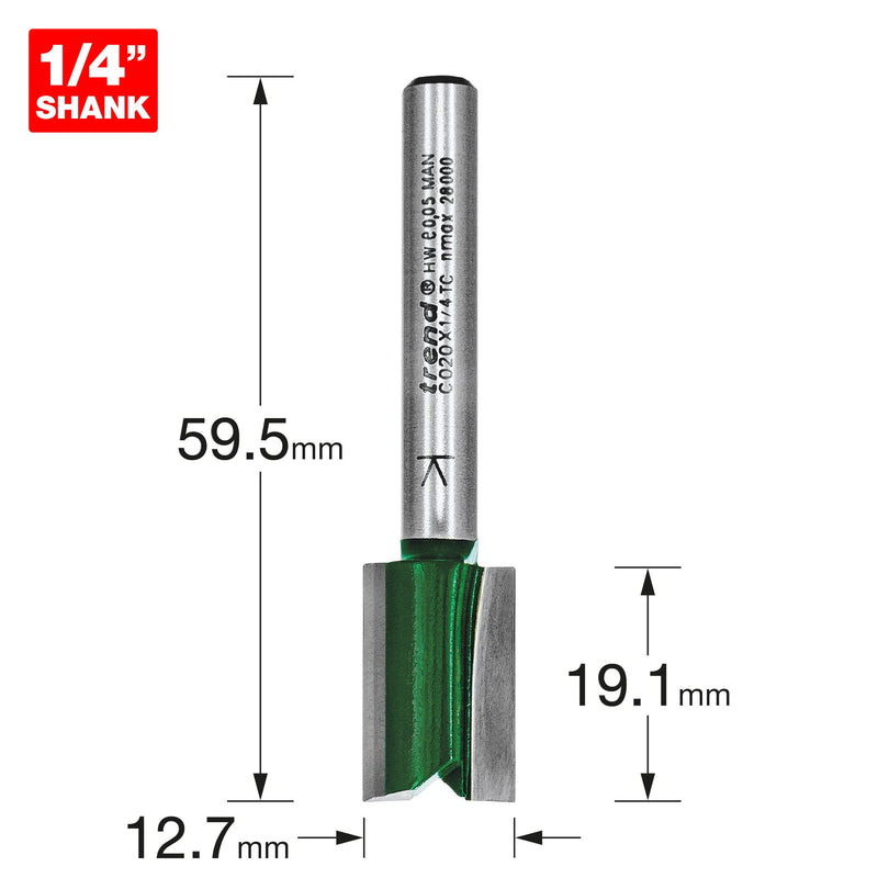 Trend C020X1/4TC Two Flute Cutter 12.7mm