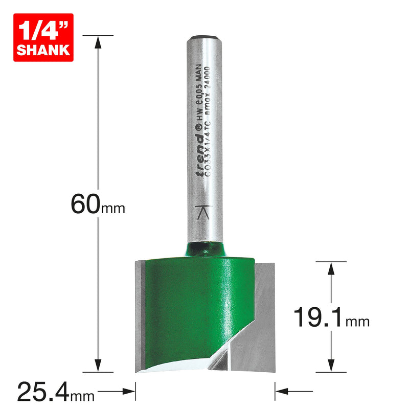 Trend C033X1/4TC Two Flute Cutter 25.4mm
