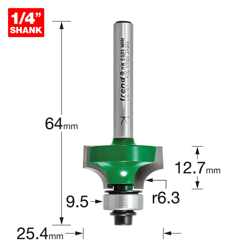 Trend C076X1/4TC Rounding Over Router Bit