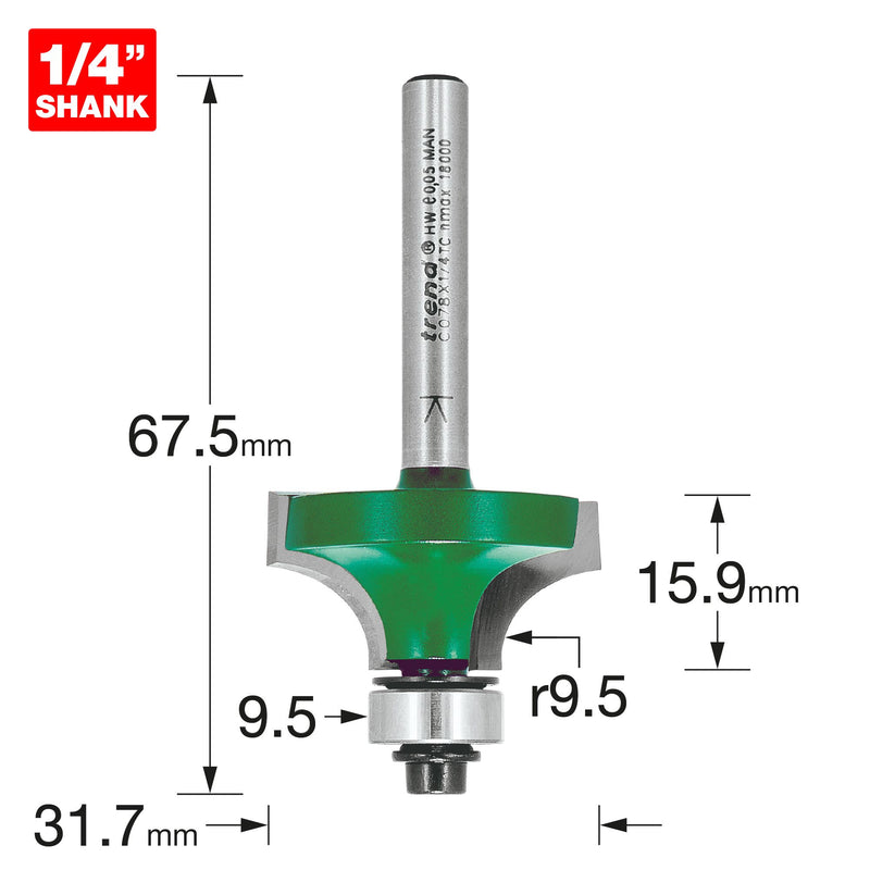 Trend C078X1/4TC Rounding Over Router Bit