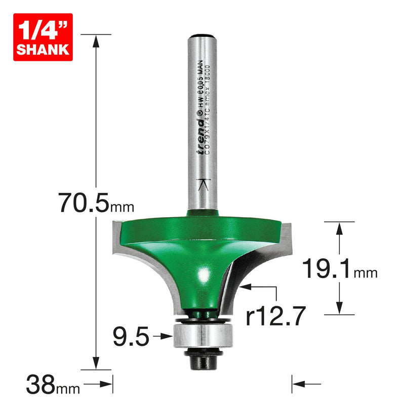 Trend C079X1/4TC Rounding Over Router Bit