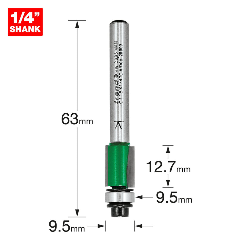 C115X1/4TC - Self guided trimmer 9.5mm diameter