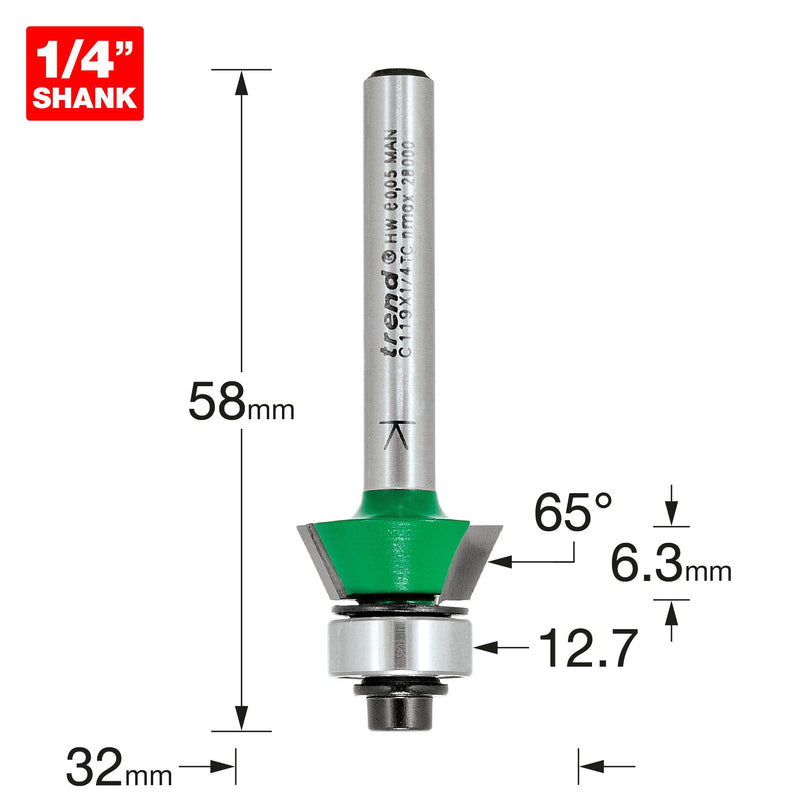 Trend C119X1/4TC Self Guided Bevel Trim Tool