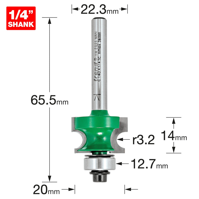 C140X1/4TC - Corner bead 3.2mm radius