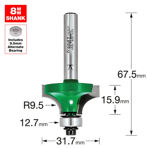 centurion Trend C078X8MMTC Rounding Over Tool 9.5mm Radius