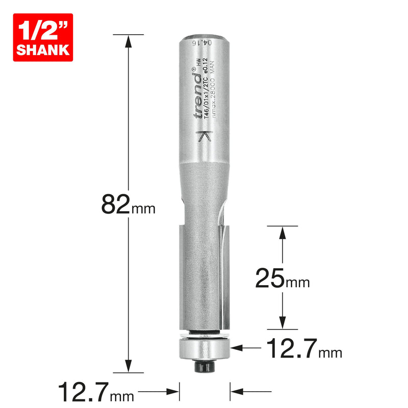 T46/01X1/2TC - Guided 90 degree trimmer 12.7mm diameter 25mm length