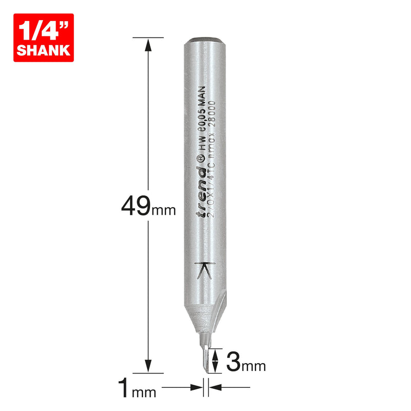 Trend Single Flute Cutter 1mm Heavy Duty Tool