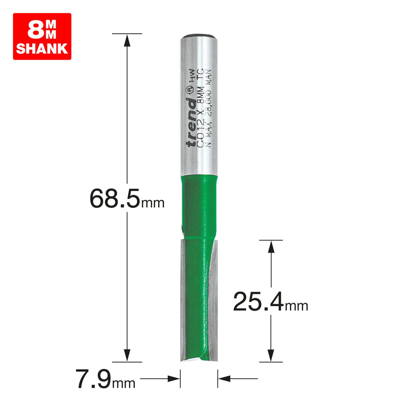Trend Two Flute Cutter 7.9mm Heavy Duty Tool