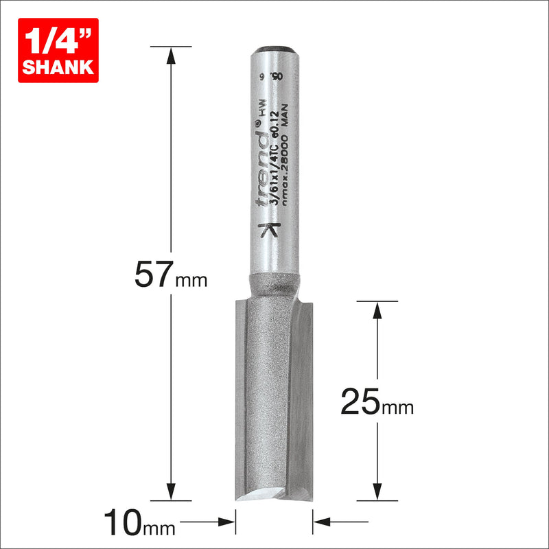 Trend Two Flute Cutter 10mm Heavy Duty Tool
