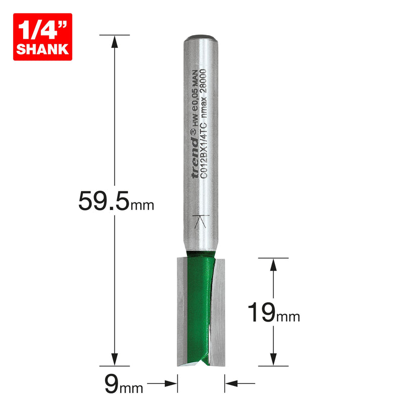 Trend C012BX1/4TC Two Flute Cutter 9mm