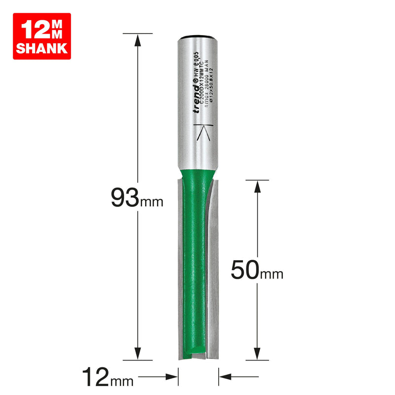 Trend C200DX12MMTC Two Flute Cutter 12mm Diameter