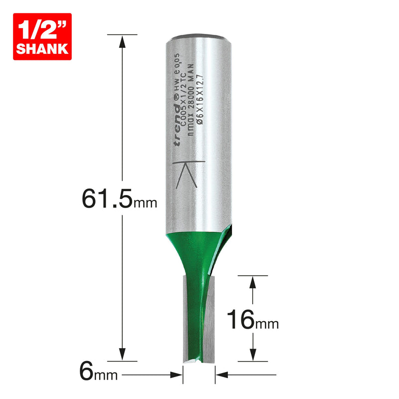 Trend C005X1/2TC Two Flute Cutter 6mm