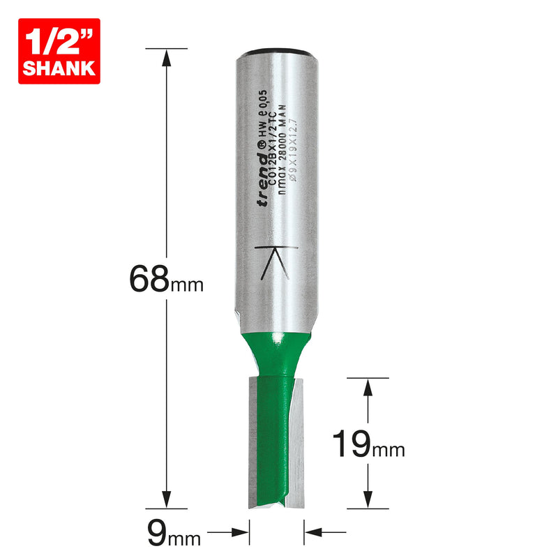 C012BX1/2TC - Two Flute Cutter 9mm diameter