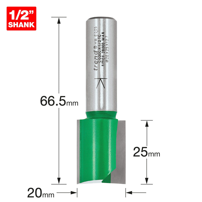 Trend C030CX1/2TC Two Flute Cutter 20mm Diameter