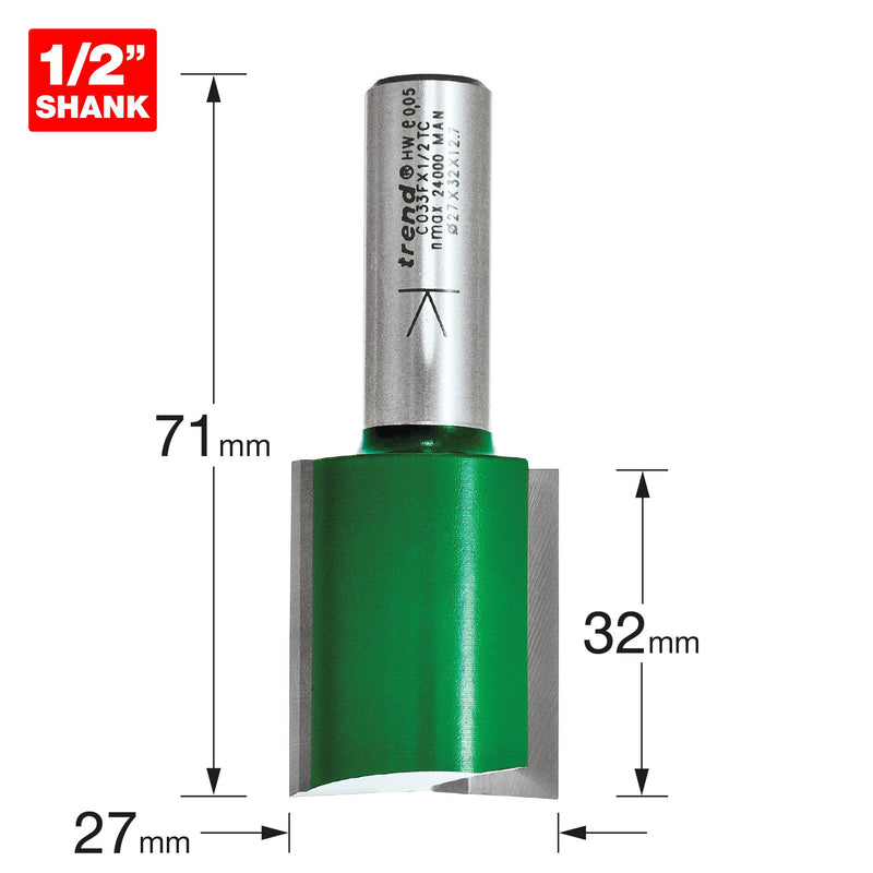 C033FX1/2TC - Two Flute Cutter 27mm diameter