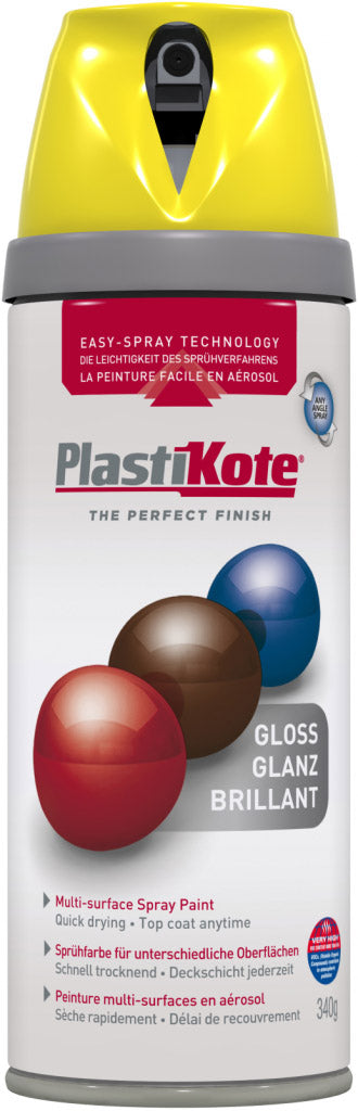 PlastiKote Twist & Spray Paint 400ml New Yellow Gloss