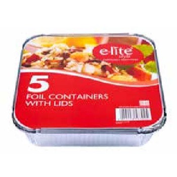 5 Large Roasting Containers & Lids 32X26X7CM