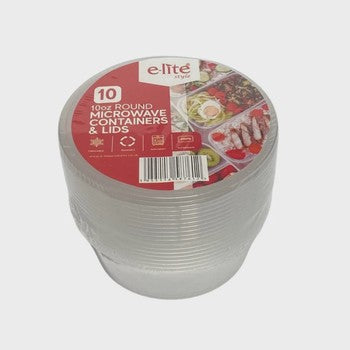 10Pk  10oz Round Microwave Containers & Lids