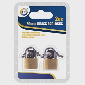 2Pc 20Mm Brass Padlock