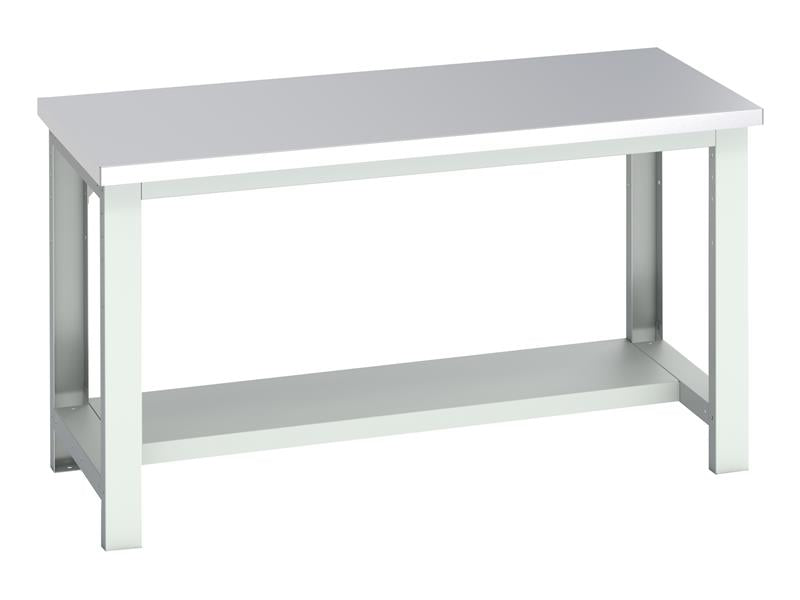 Bott Cubio Bench with Half Shelf, Stainless Steel Clad Top 1500 x 750mm