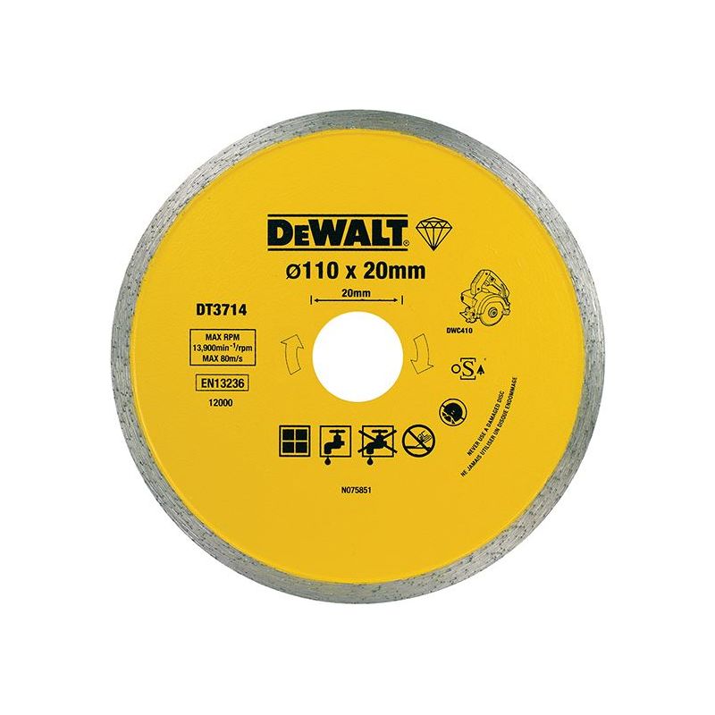 Dewalt Power Tools DT3714 Diamond Tile Blade 110 x 20mm DeWALT Power Tools - RockBottom Northampton