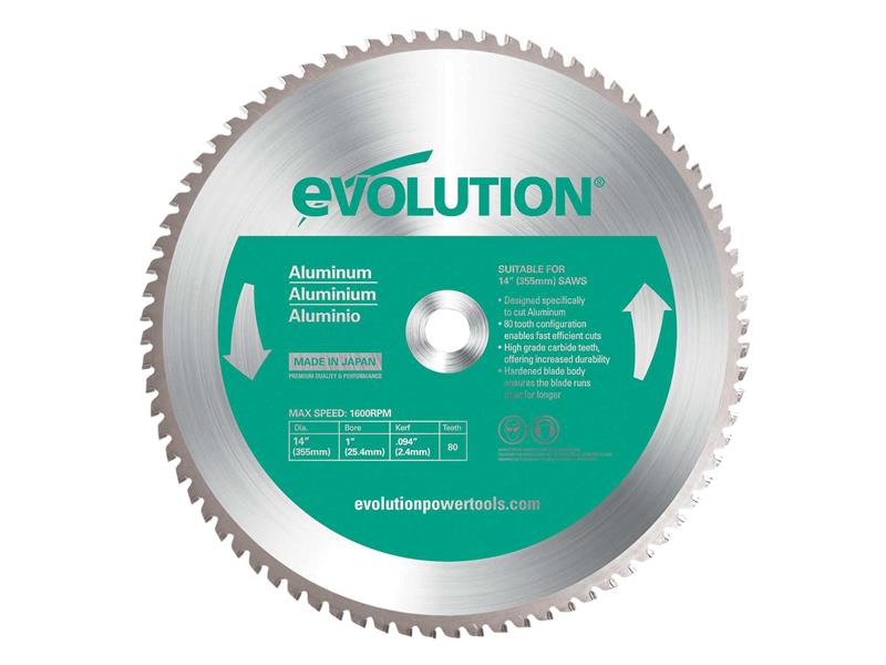 Evolution - Aluminium Cutting Chop Saw Blade 355 x 25.4mm x 80T