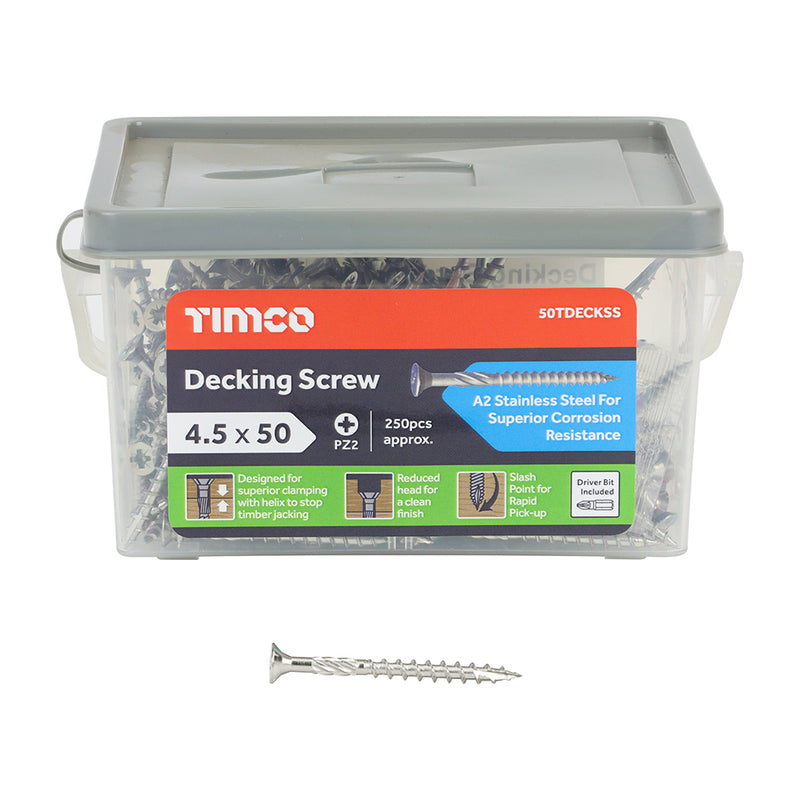 TIMCO Decking Screws Countersunk A2 Stainless Steel