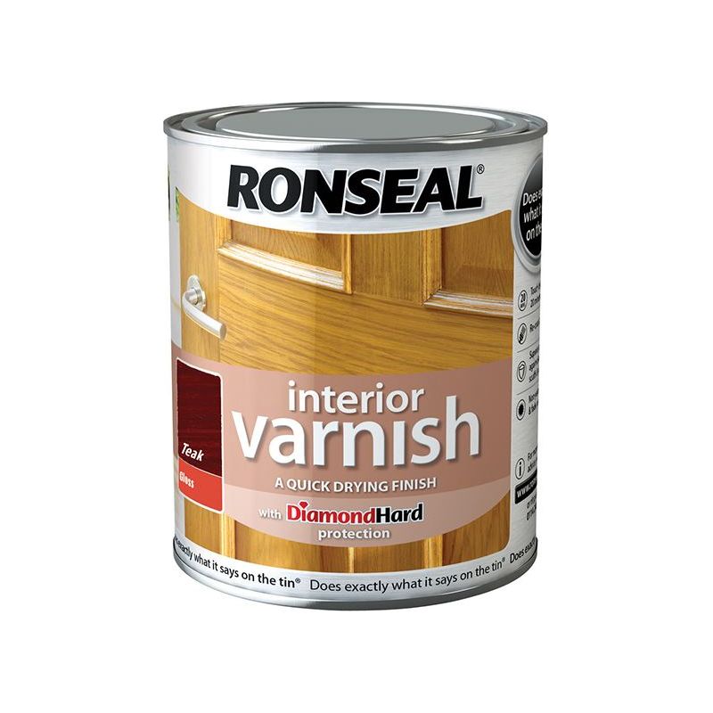 Ronseal Interior Varnish Quick Dry Gloss Teak 750ml Ronseal - RockBottom Nothampton