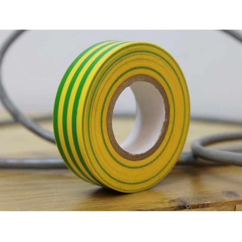 Faithfull PVC Electrical Tape Green / Yellow 19mm x 20m Faithfull - RockBottom Northampton