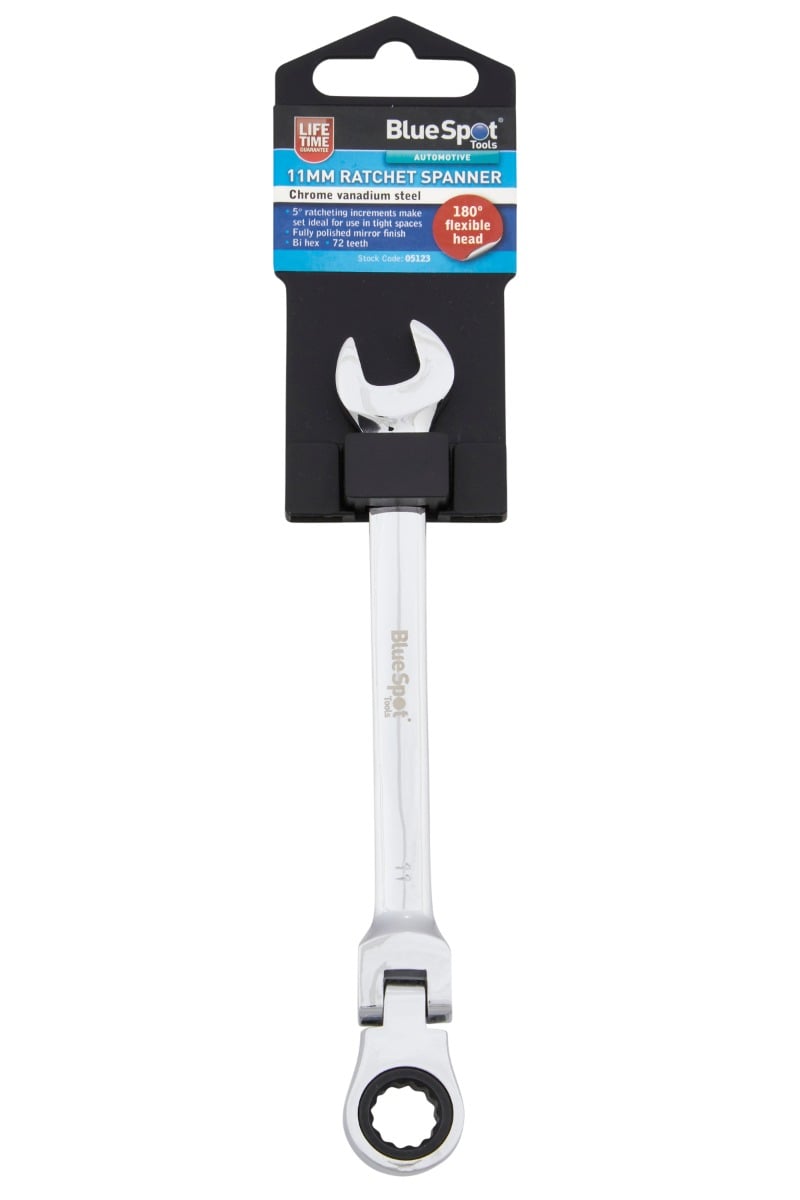 Blue Spot Tools Chrome Vanadium Ratchet Spanner Flexible Head (180°)