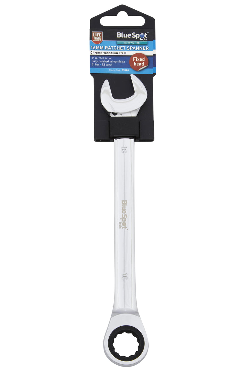 Blue Spot Tools Chrome Vanadium Ratchet Spanner Fixed Head
