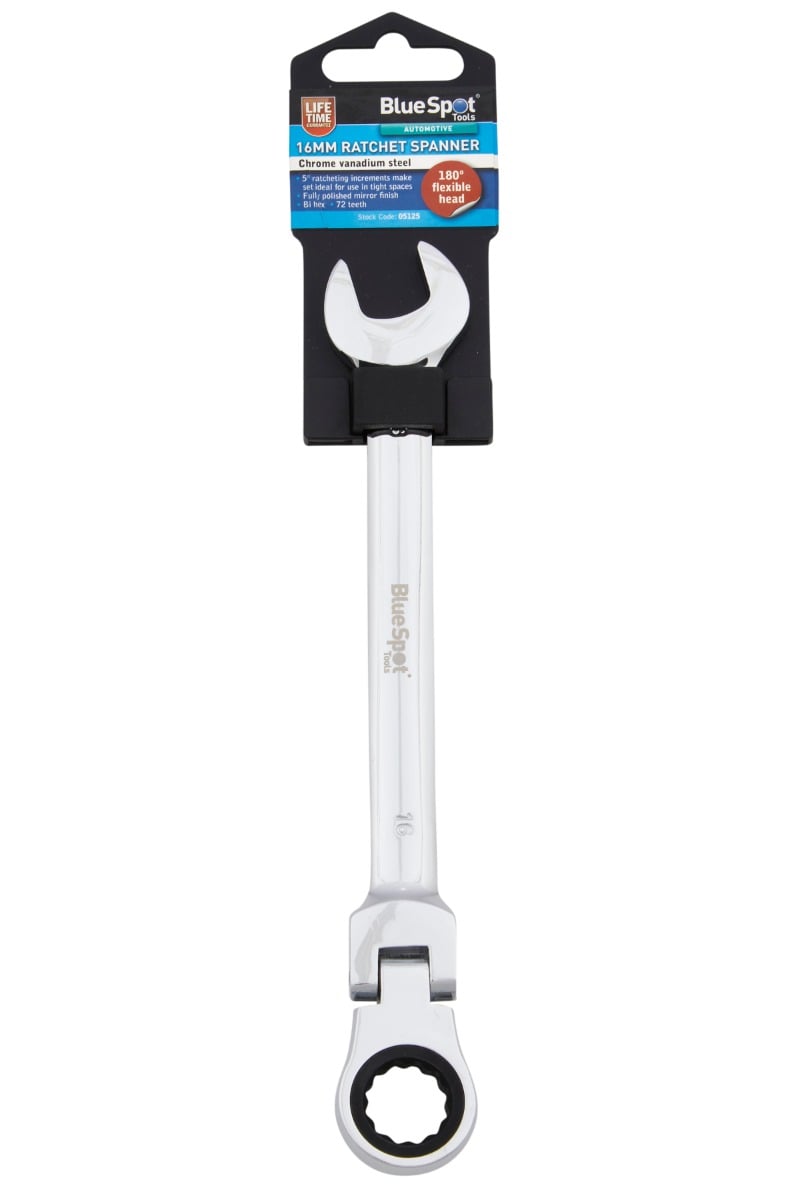 Blue Spot Tools Chrome Vanadium Ratchet Spanner Flexible Head (180°)