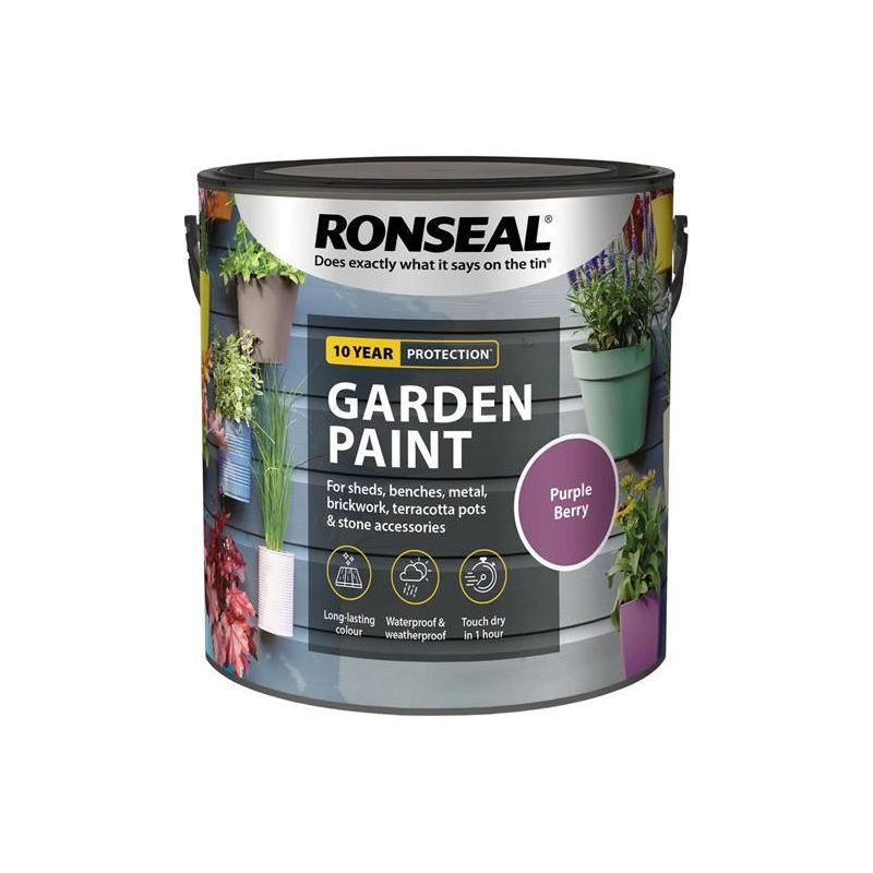 Ronseal Garden Paint Purple Berry 2.5 litre Ronseal - RockBottom Nothampton