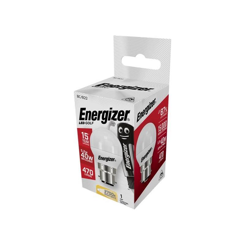 Energizer® LED BC (B22) Opal Golf Non-Dimmable Bulb, Warm White 470 lm 5.2W Energizer® - RockBottom Northamptin