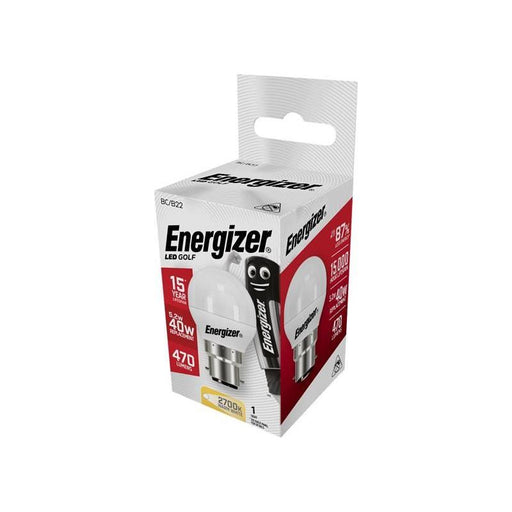 Energizer® LED BC (B22) Opal Golf Non-Dimmable Bulb, Warm White 470 lm 5.2W Energizer® - RockBottom Northamptin